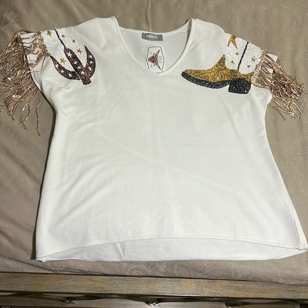 Western Sequin Top NWT